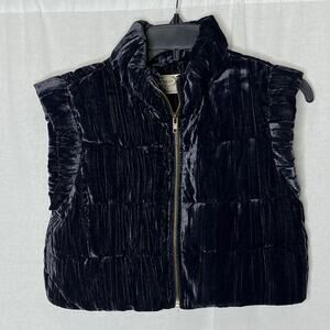 Mia Joy Girls Velvet‎ Velour Black Puffer Vest Jacket Size 12 Trendy